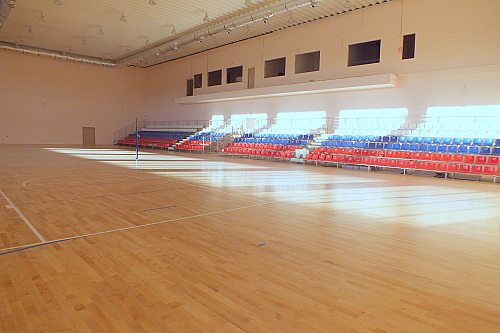 Площадь спортивного паркета в универсальном зале для игровых видов спорта - 1223 кв. м.